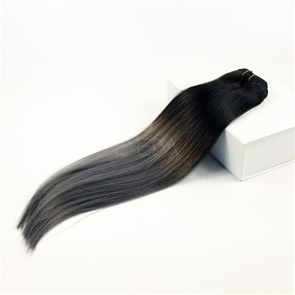  Grey remy triple weft clip in hair extension LJ219